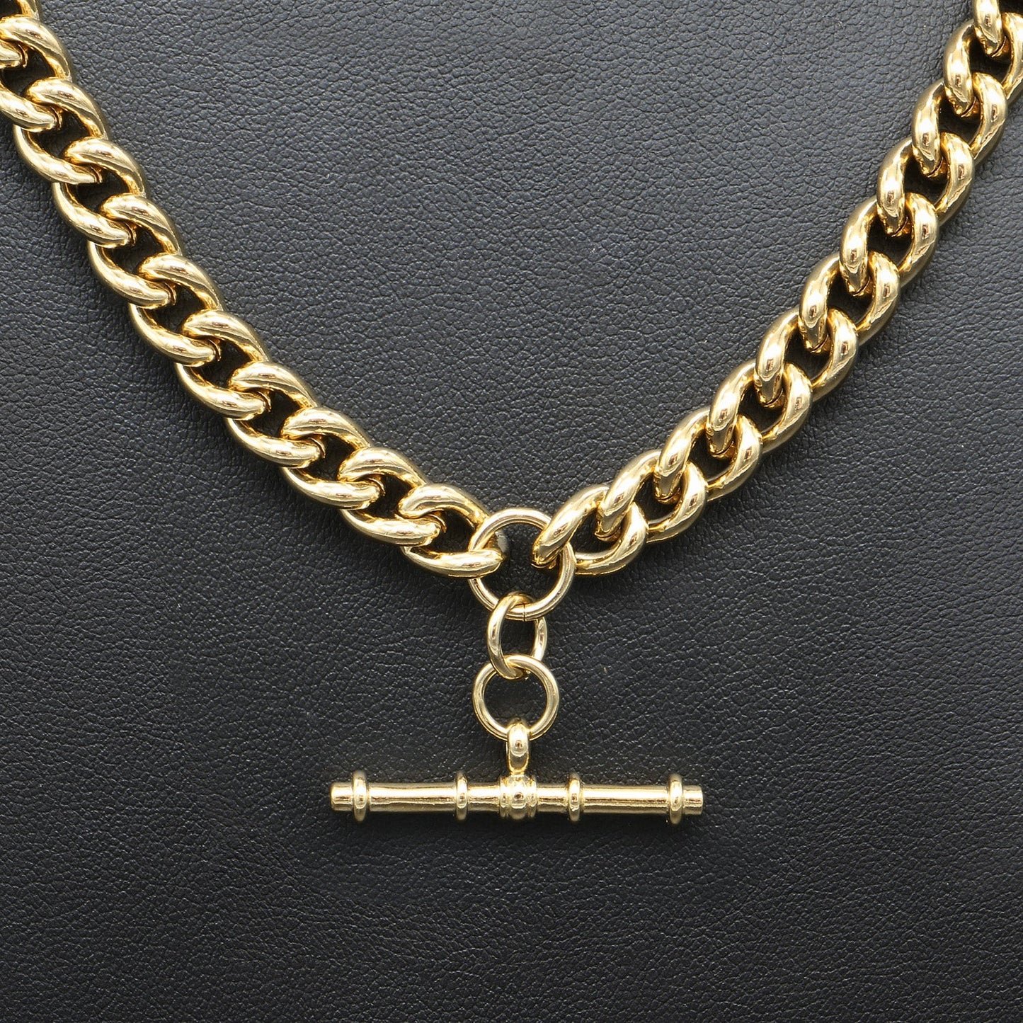18ct Heavy Yellow Gold Plated Euro Chain Necklace with T Bar - DISCONTINUED-1