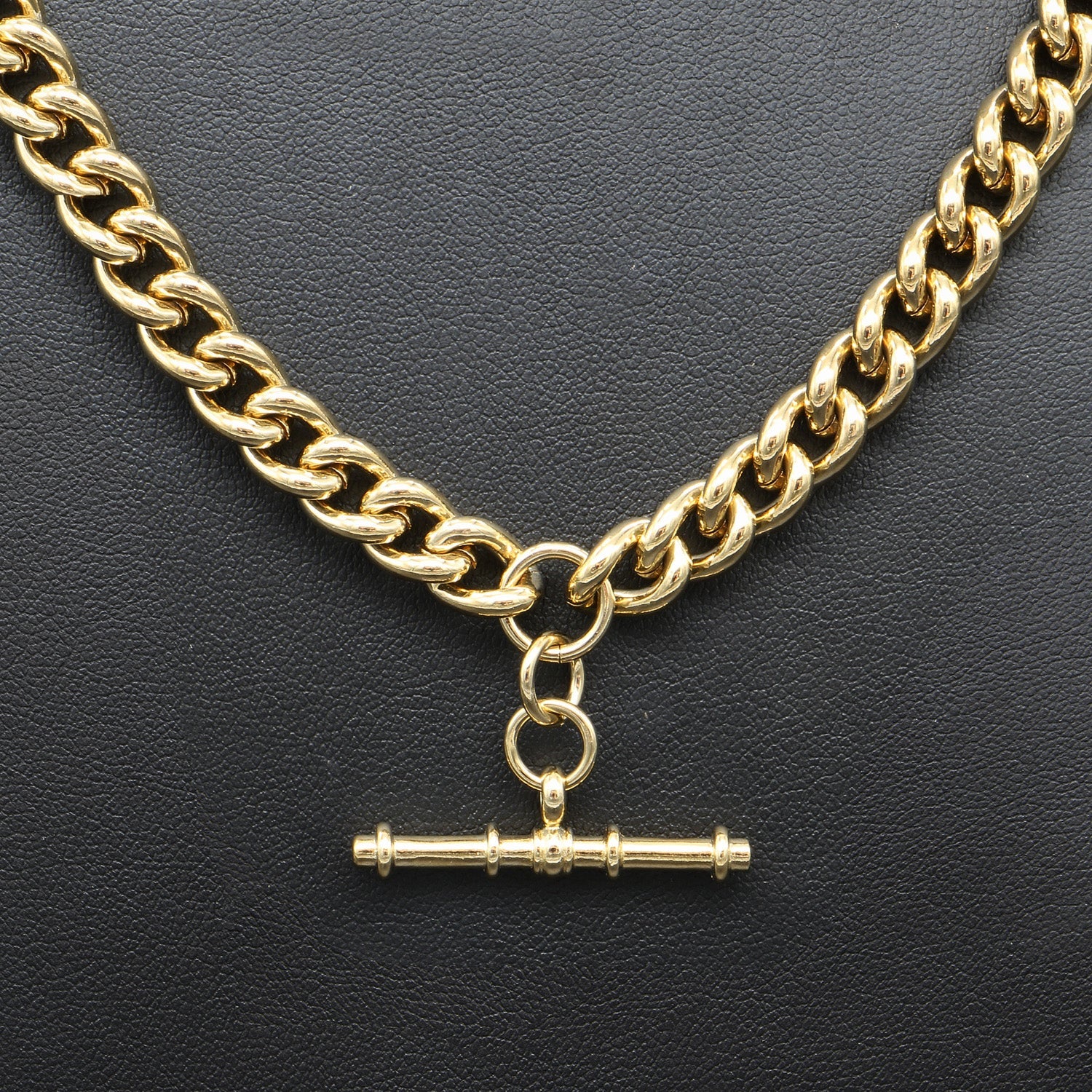 18ct Heavy Yellow Gold Plated Euro Chain Necklace with T Bar - DISCONTINUED-1