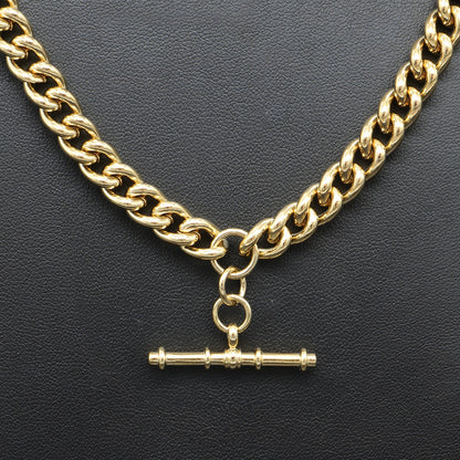 18ct Heavy Yellow Gold Plated Euro Chain Necklace with T Bar - DISCONTINUED-1
