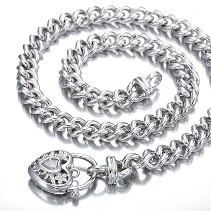 925 Sterling Silver Plated Euro Chain Necklace with a Filigree Locket Featuring a Simulated Diamond - USA Made-2
