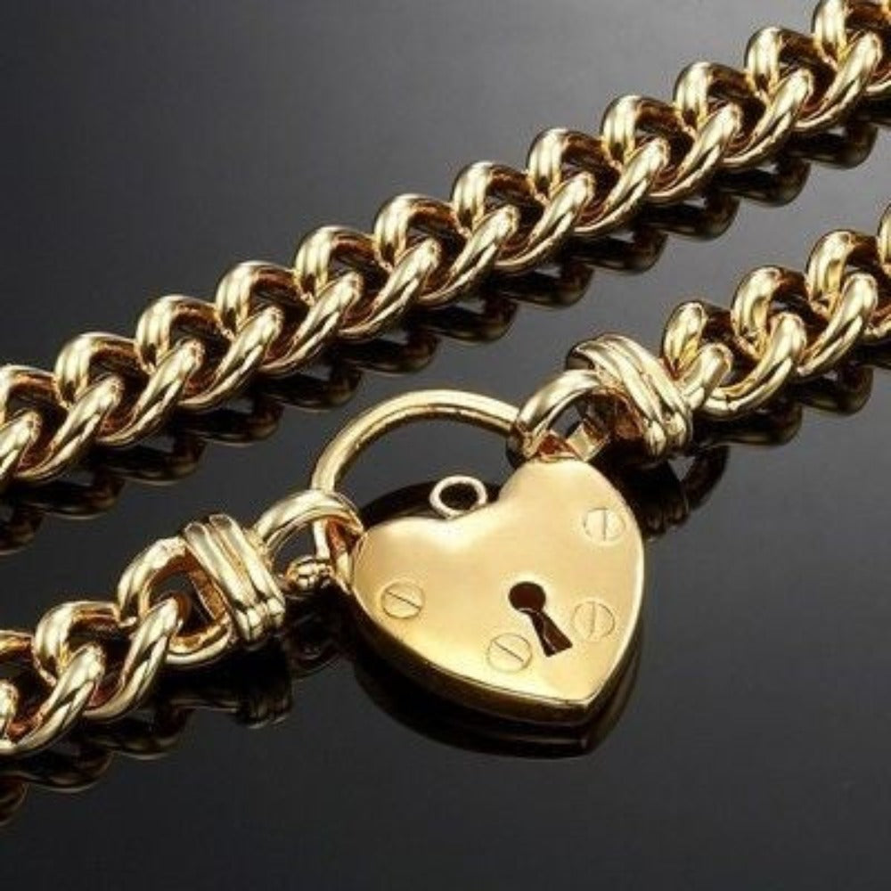 18ct Heavy Yellow Gold Plated Euro Chain Necklace Featuring a Plain Locket - USA Made-1