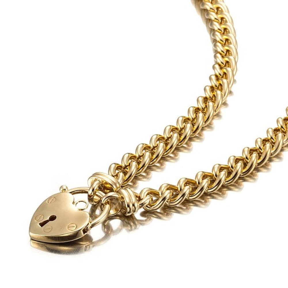 18ct Heavy Yellow Gold Plated Euro Chain Necklace Featuring a Plain Locket - USA Made-2