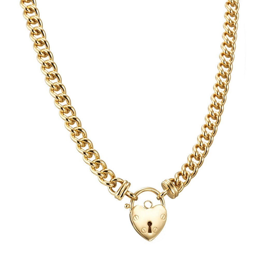 18ct Heavy Yellow Gold Plated Euro Chain Necklace Featuring a Plain Locket - USA Made-3