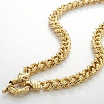 18ct Heavy Yellow Gold Plated Euro Chain Necklace with Bolt Clasp - USA Made-5