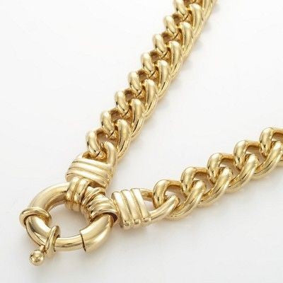 18ct Heavy Yellow Gold Plated Euro Chain Necklace with Bolt Clasp - USA Made-2