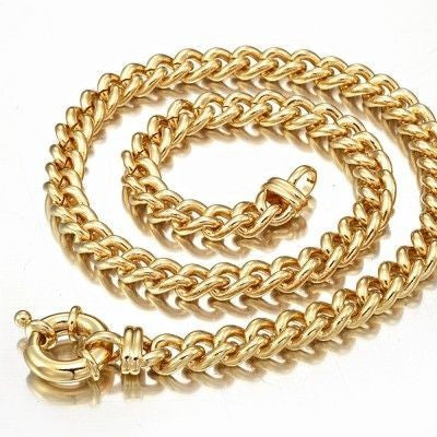 18ct Heavy Yellow Gold Plated Euro Chain Necklace with Bolt Clasp - USA Made-0