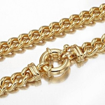18ct Heavy Yellow Gold Plated Euro Chain Necklace with Bolt Clasp - USA Made-3