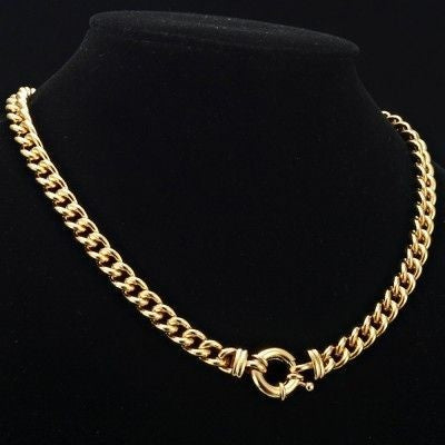 18ct Heavy Yellow Gold Plated Euro Chain Necklace with Bolt Clasp - USA Made-1