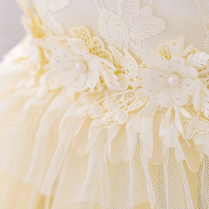 Newborn Baby Girl Birthday Baptism Dress One Shoulder Puff Sleeves Princess Dress