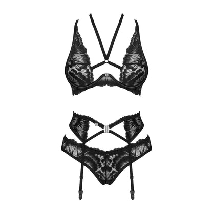 Sheer Mesh Lace 3 Piece Lingerie Set Alessya-2