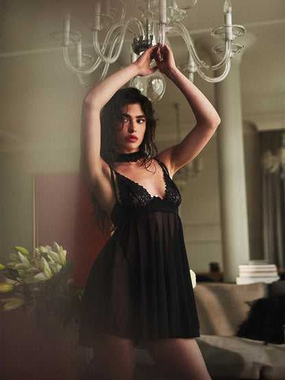 Sheer Mesh Babydoll & String Panty Obsessive Donarella-4
