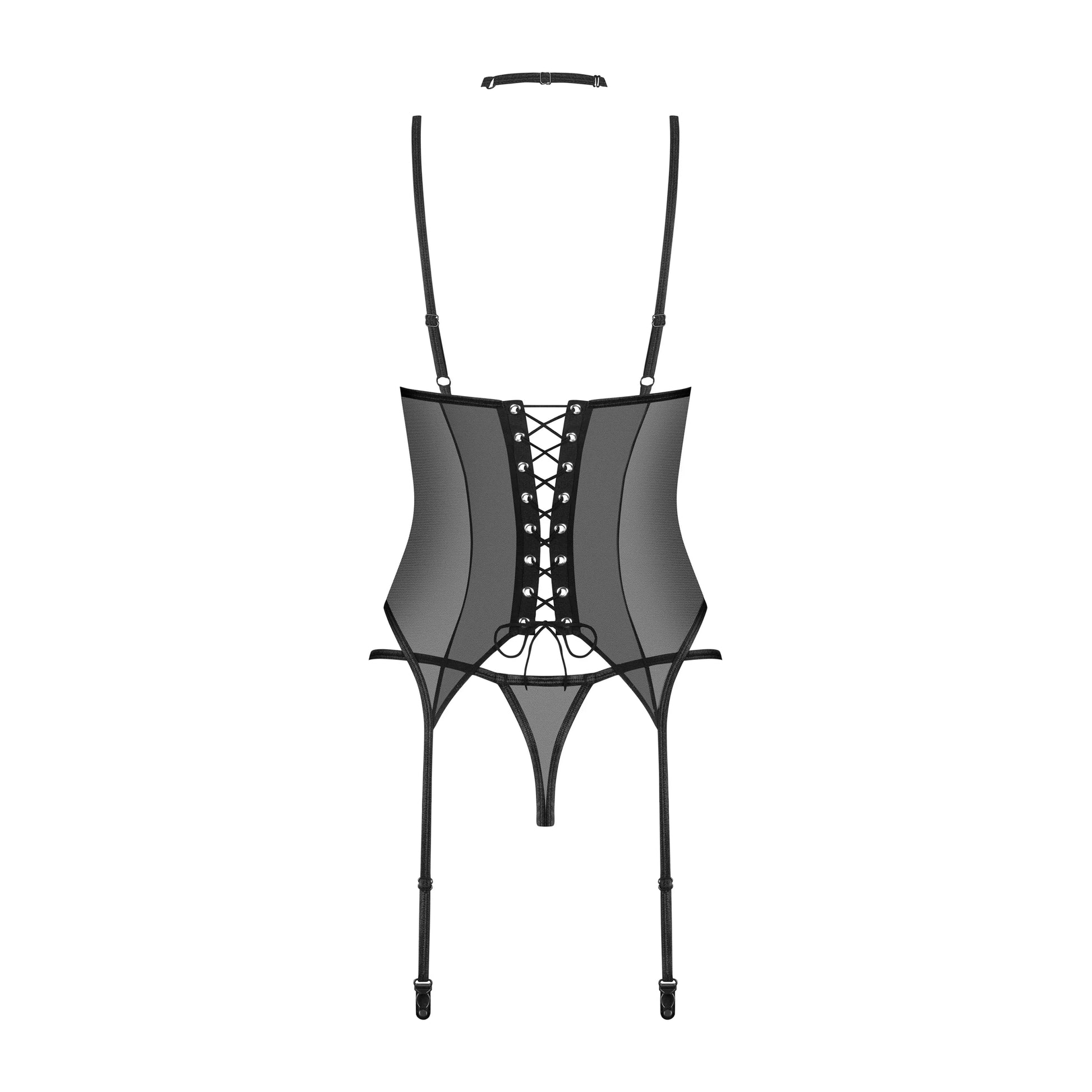 Sheer Mesh Lace Corset & String Panty Obsessive Donarella-4