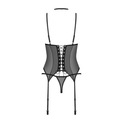 Sheer Mesh Lace Corset & String Panty Obsessive Donarella-4