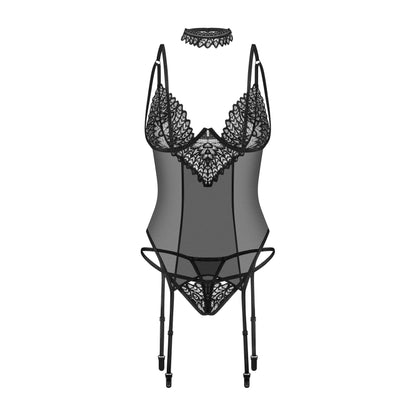 Sheer Mesh Lace Corset & String Panty Obsessive Donarella-3