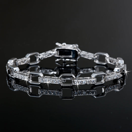 925 Sterling Silver Heavy Plated Tennis Bracelet Featuring 50 Crystals by Swarovski-0
