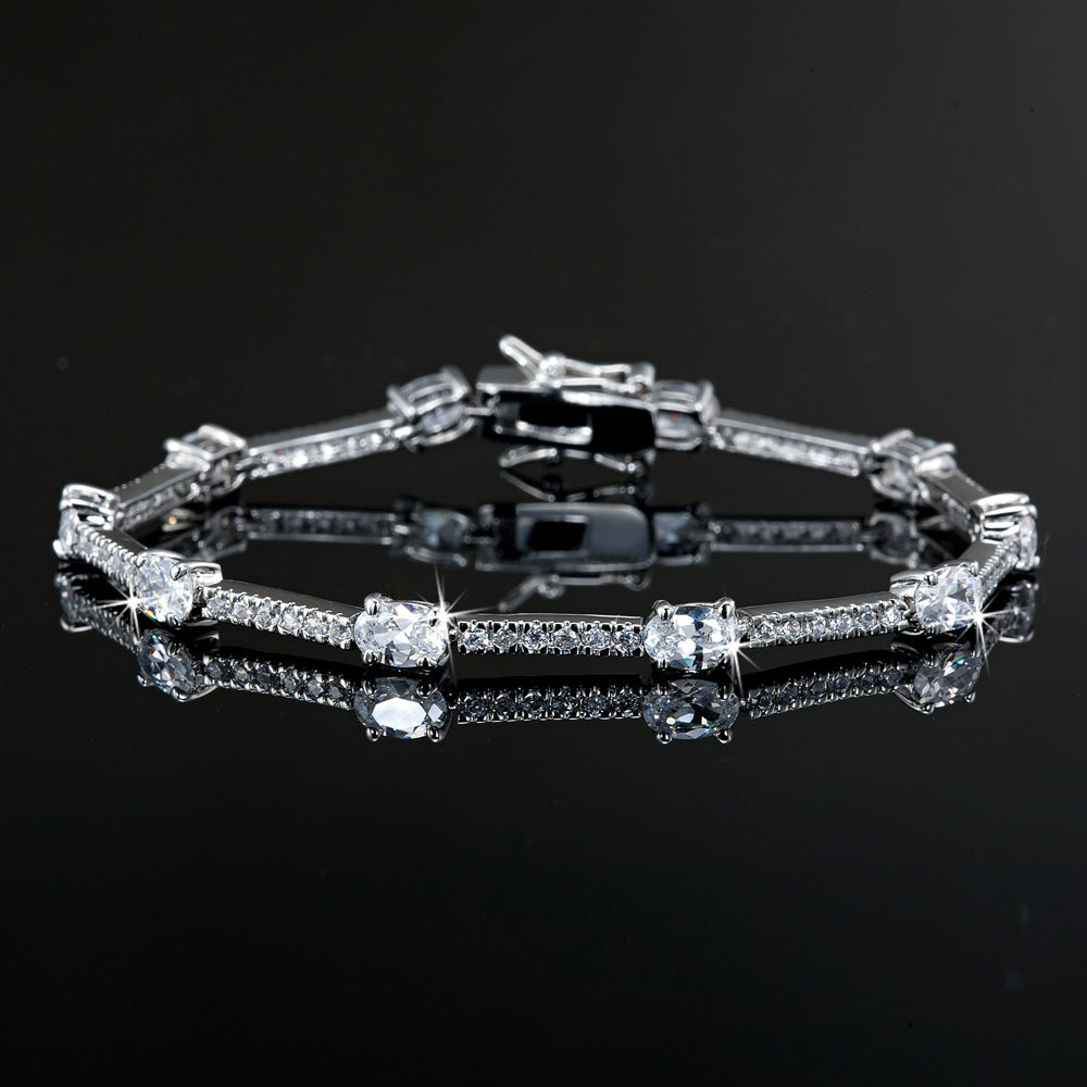 925 Sterling Silver Heavy Plated 7 Inch Bracelet Featuring 67 Crystals by Swarovski-0