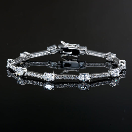 925 Sterling Silver Heavy Plated 7 Inch Bracelet Featuring 67 Crystals by Swarovski-0