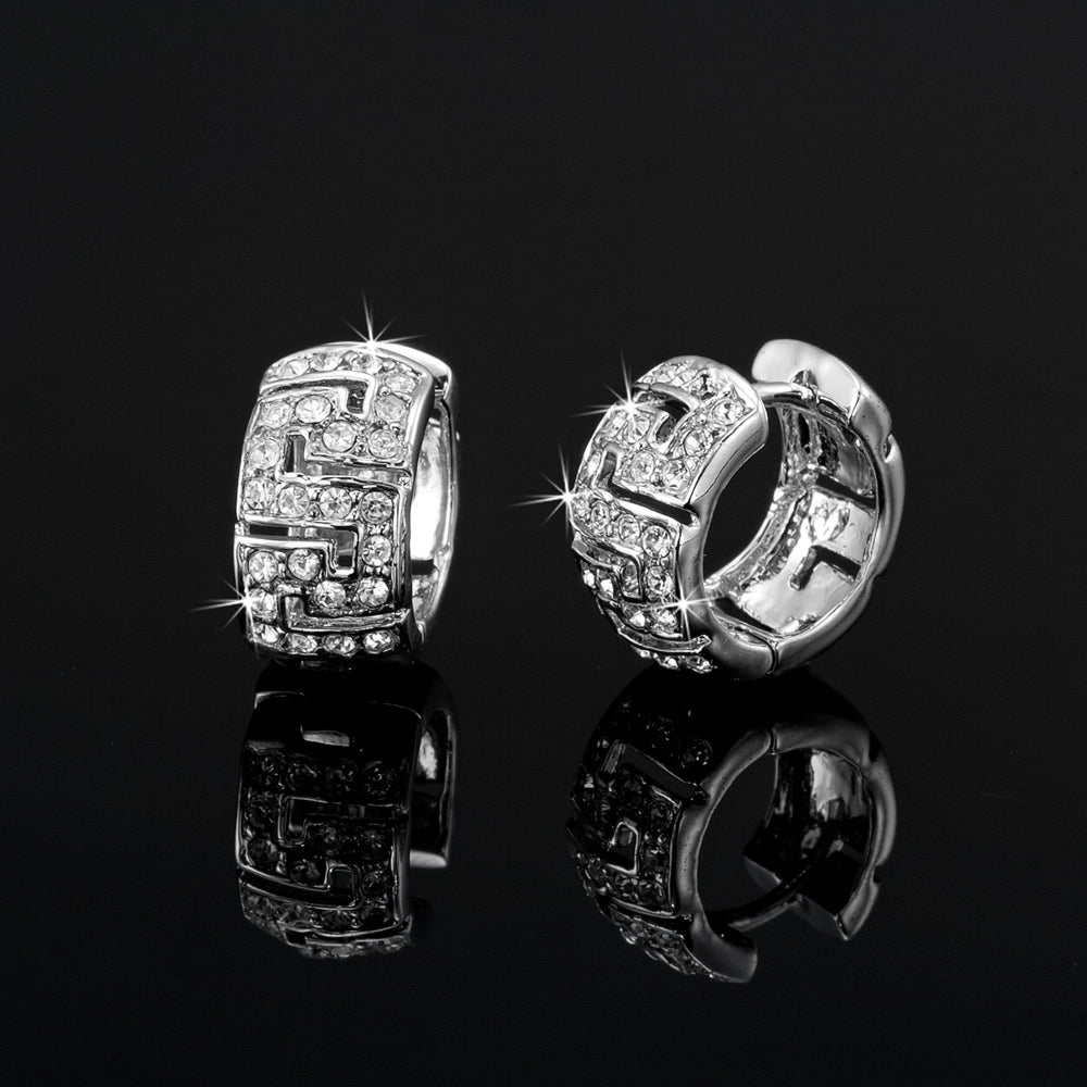 925 Sterling Silver Plated Huggie Earrings Featuring Crystals by Swarovski®-0