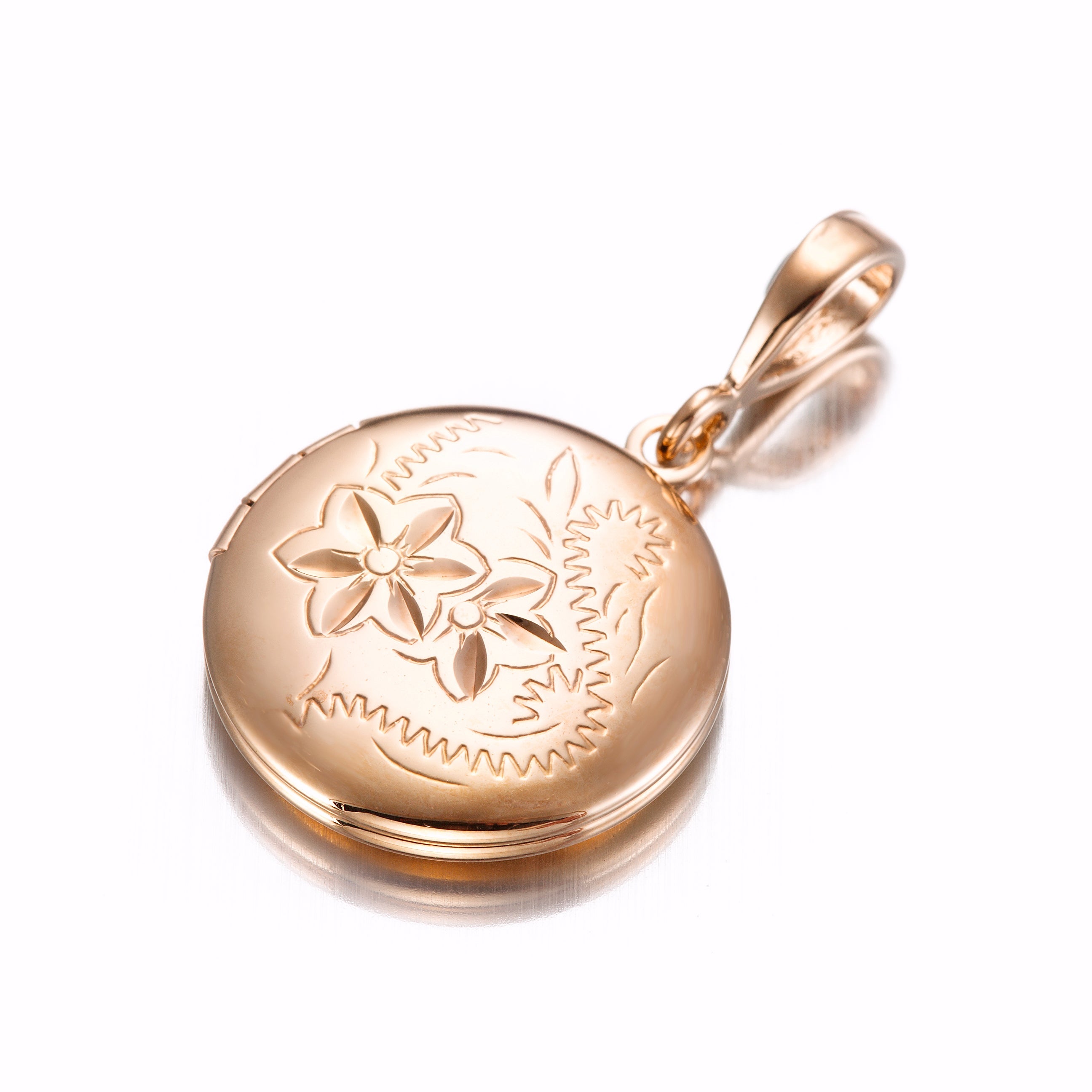 18ct Heavy Rose Gold Plated Round Locket Pendant - USA Made-0