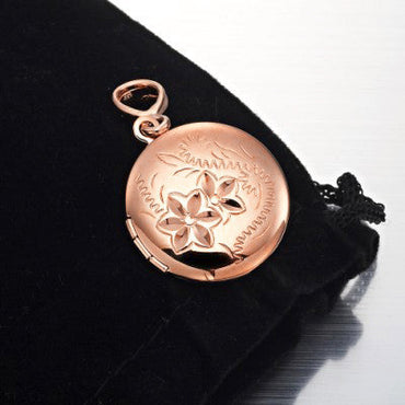 18ct Heavy Rose Gold Plated Round Locket Pendant - USA Made-1
