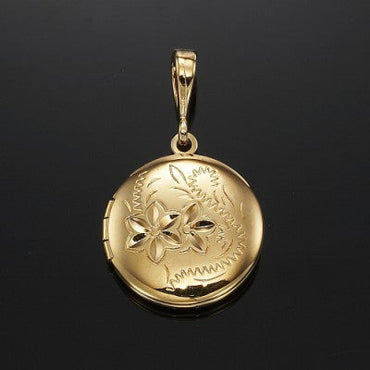 18ct Heavy Yellow Gold Plated Round Locket Pendant - USA Made-1
