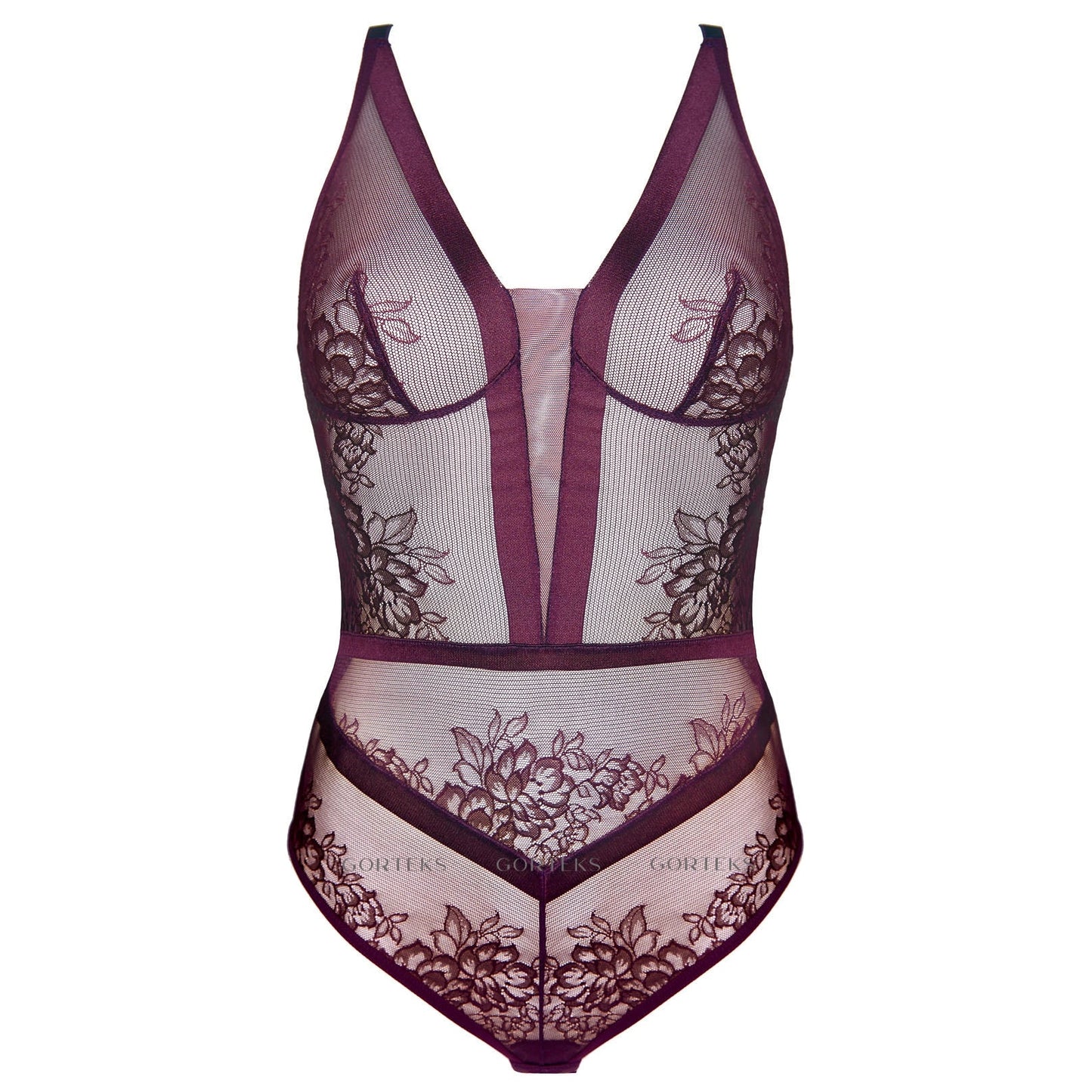 Sheer Lace Body Gorteks Porto Aubergine-4