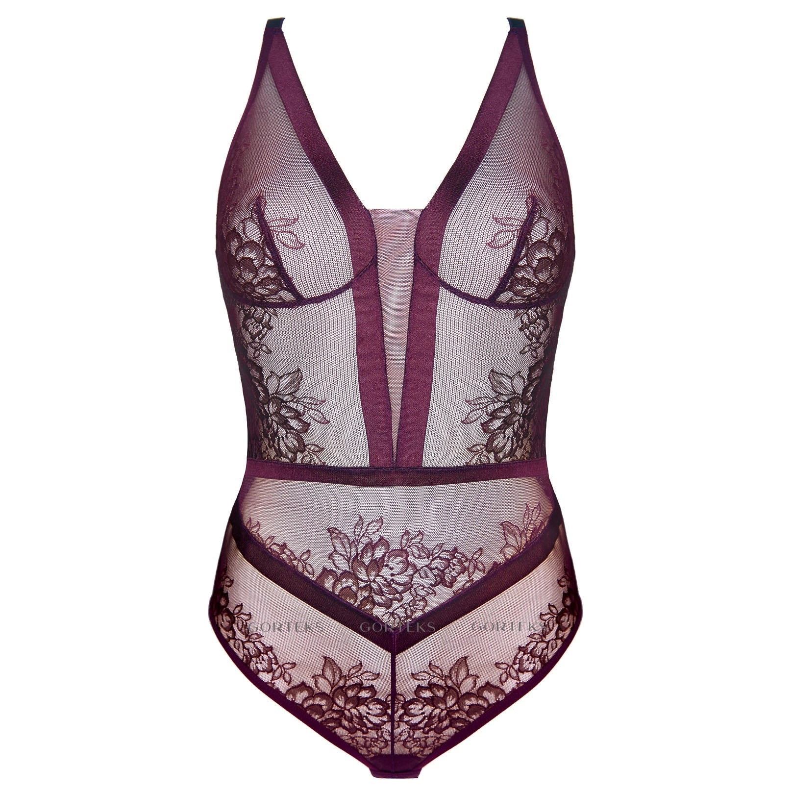 Sheer Lace Body Gorteks Porto Aubergine-4