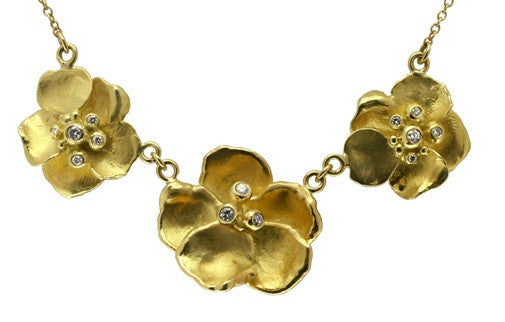 Metal Petals- Pansy Earring-Small-14K Gold & Diamonds