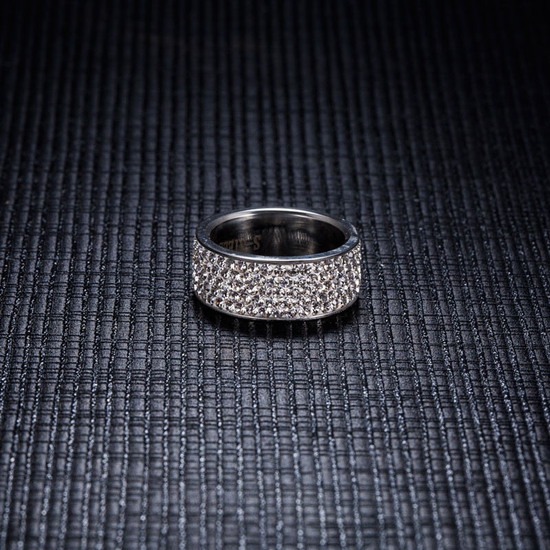 Stunning Simulated Diamond Stainless Steel Band Ring-1