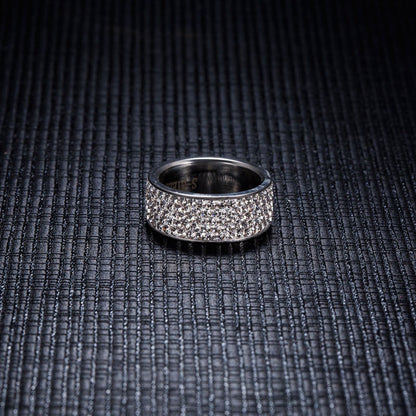 Stunning Simulated Diamond Stainless Steel Band Ring-1