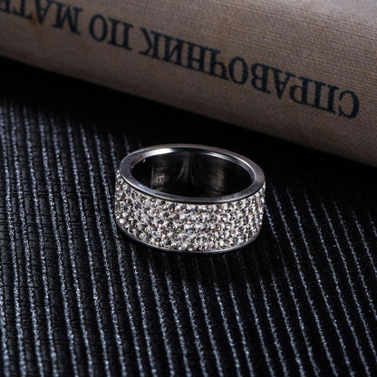 Stunning Simulated Diamond Stainless Steel Band Ring-2
