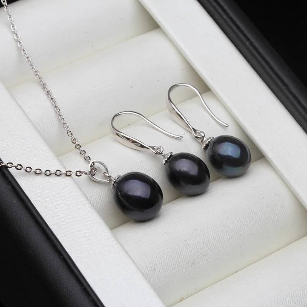 Classic Freshwater Pearl Drop Earring & Necklace Set-0