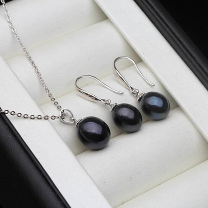 Classic Freshwater Pearl Drop Earring & Necklace Set-0