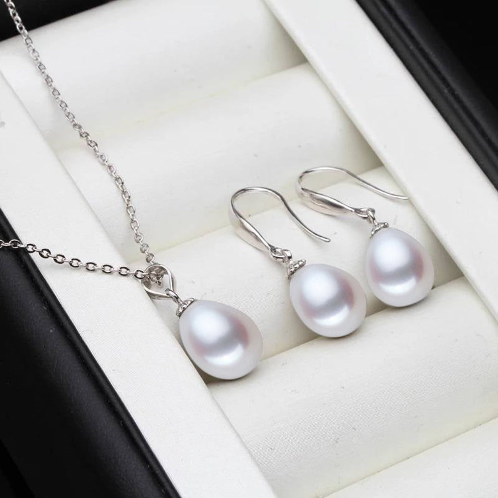Classic Freshwater Pearl Drop Earring & Necklace Set-4