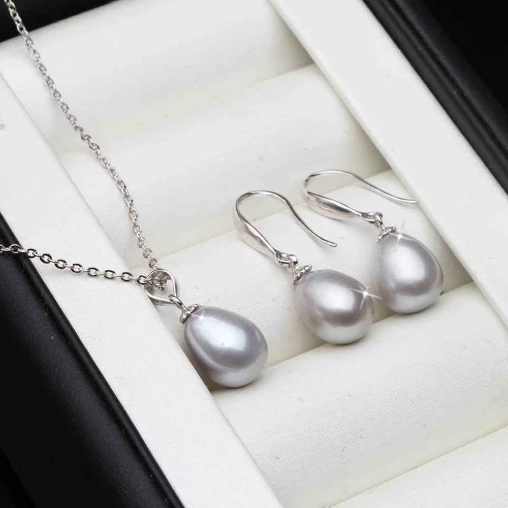 Classic Freshwater Pearl Drop Earring & Necklace Set-3
