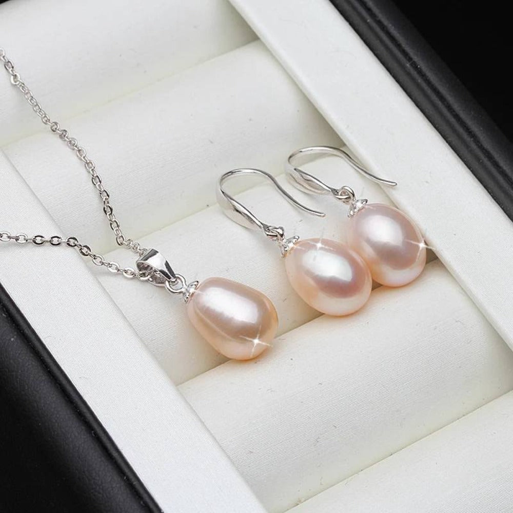 Classic Freshwater Pearl Drop Earring & Necklace Set-1