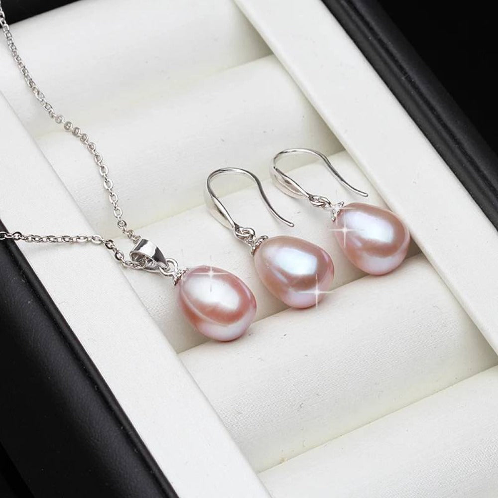 Classic Freshwater Pearl Drop Earring & Necklace Set-2