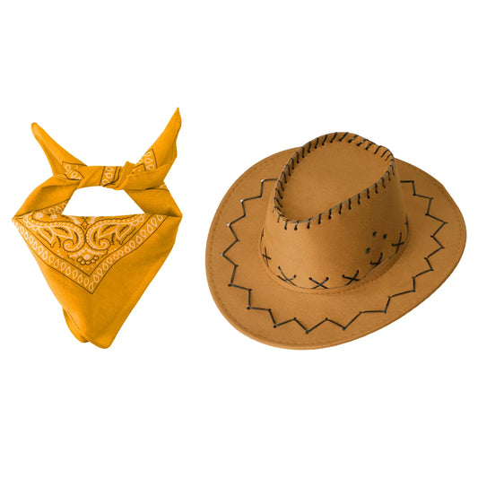 2 pcs set Head scarf and Cowboy Hat for children multivariant-10