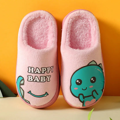 Warm and padded home slippers for children with monster-6