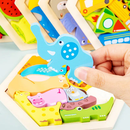 Wooden Toy Hexagonal Tangram for Children Multivariant-3