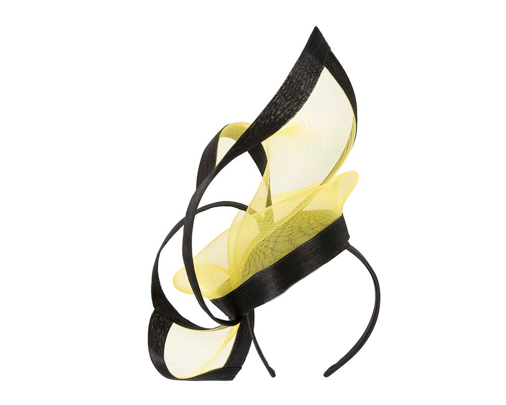 Bespoke Black and Yellow fascinator by Fillies Collection-5