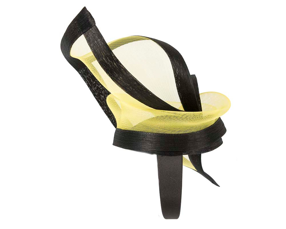 Bespoke Black and Yellow fascinator by Fillies Collection-3