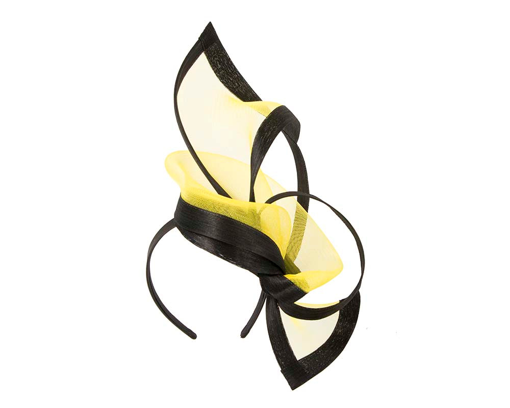 Bespoke Black and Yellow fascinator by Fillies Collection-1