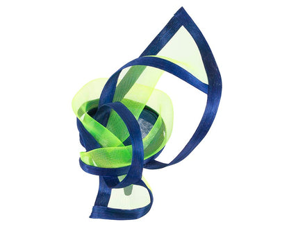Lime and blue edgy racing fascinator by Fillies Collection-2