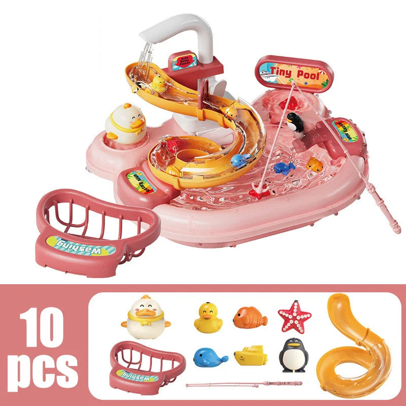 Toy Fishing at the Pool & wash the dishes! with lights and sounds for chidren multivariant-9