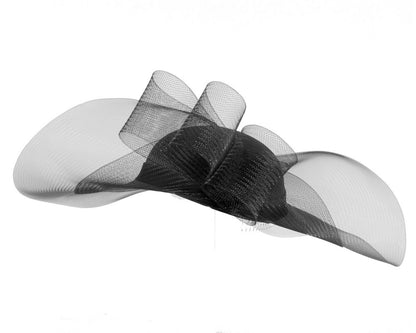 Black large brim custom made ladies hat-5