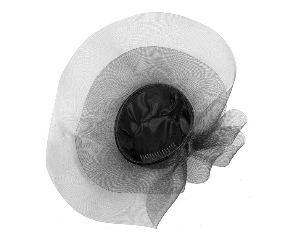 Black large brim custom made ladies hat-6