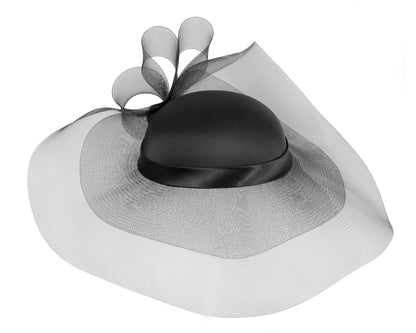 Black large brim custom made ladies hat-3