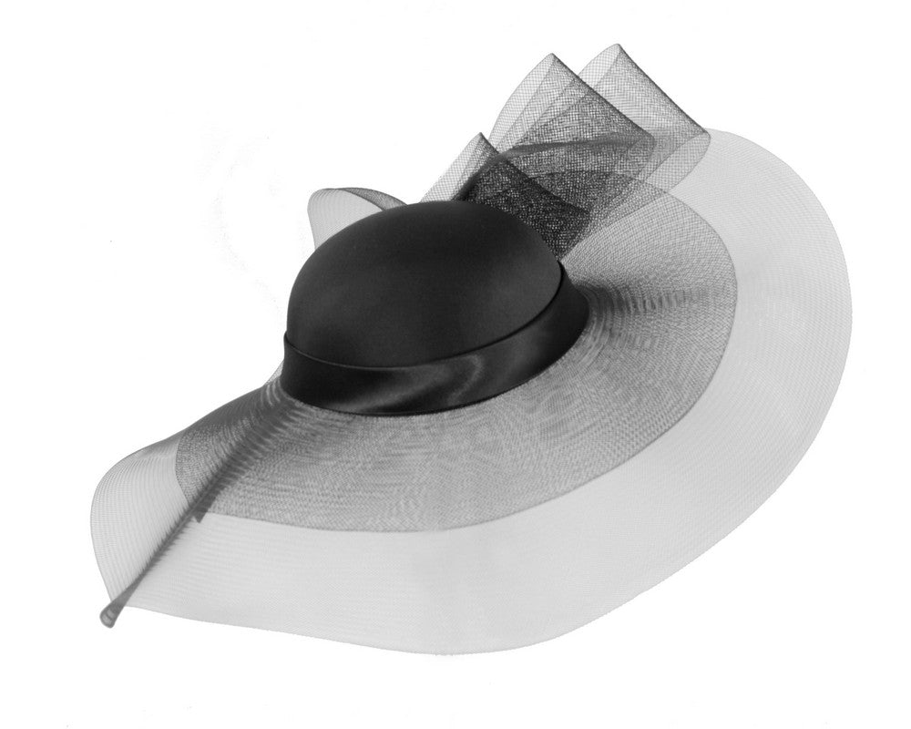 Black large brim custom made ladies hat-1