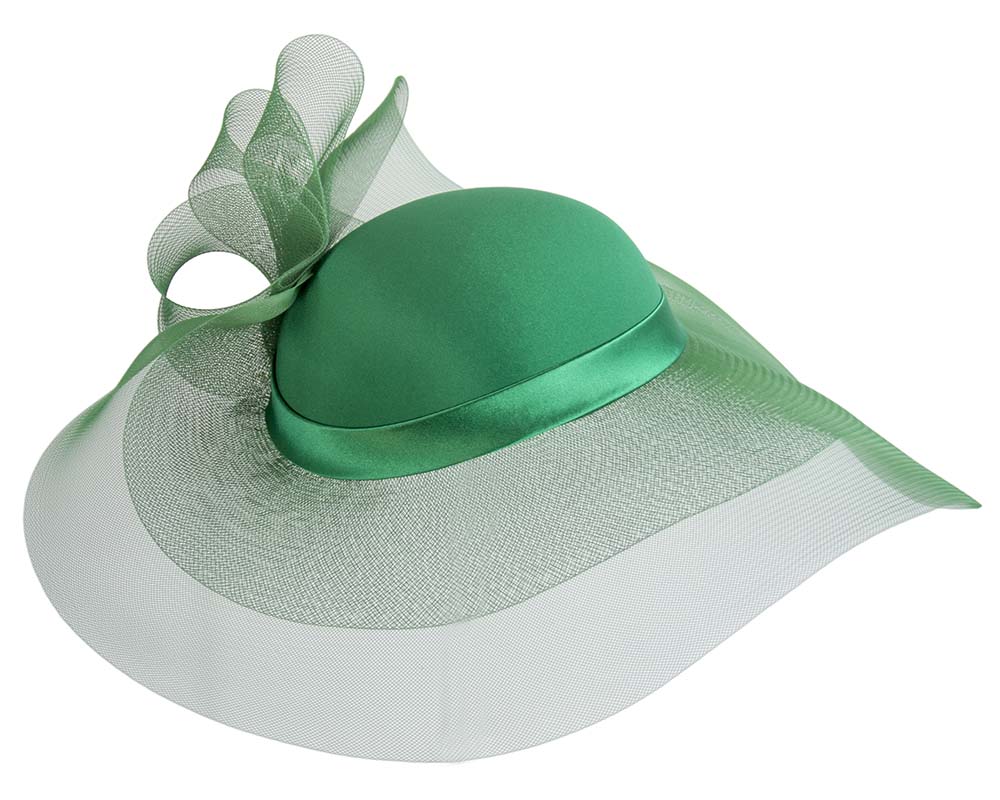 Green large brim custom made ladies hat-2